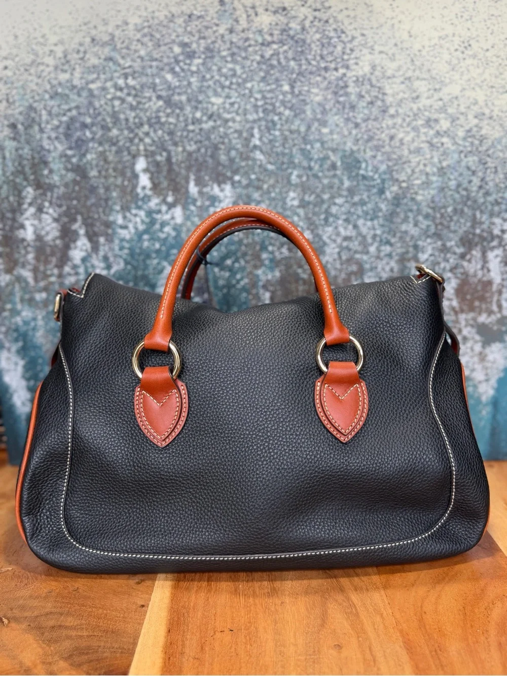Dooney & Bourke Old Money Pebble Grain‎ Large Satchel Black Leather NWT